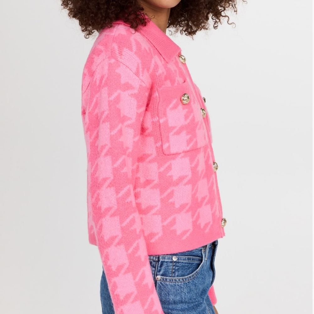 Pink Houndstooth Women's Jacket - Picture 3 of 12